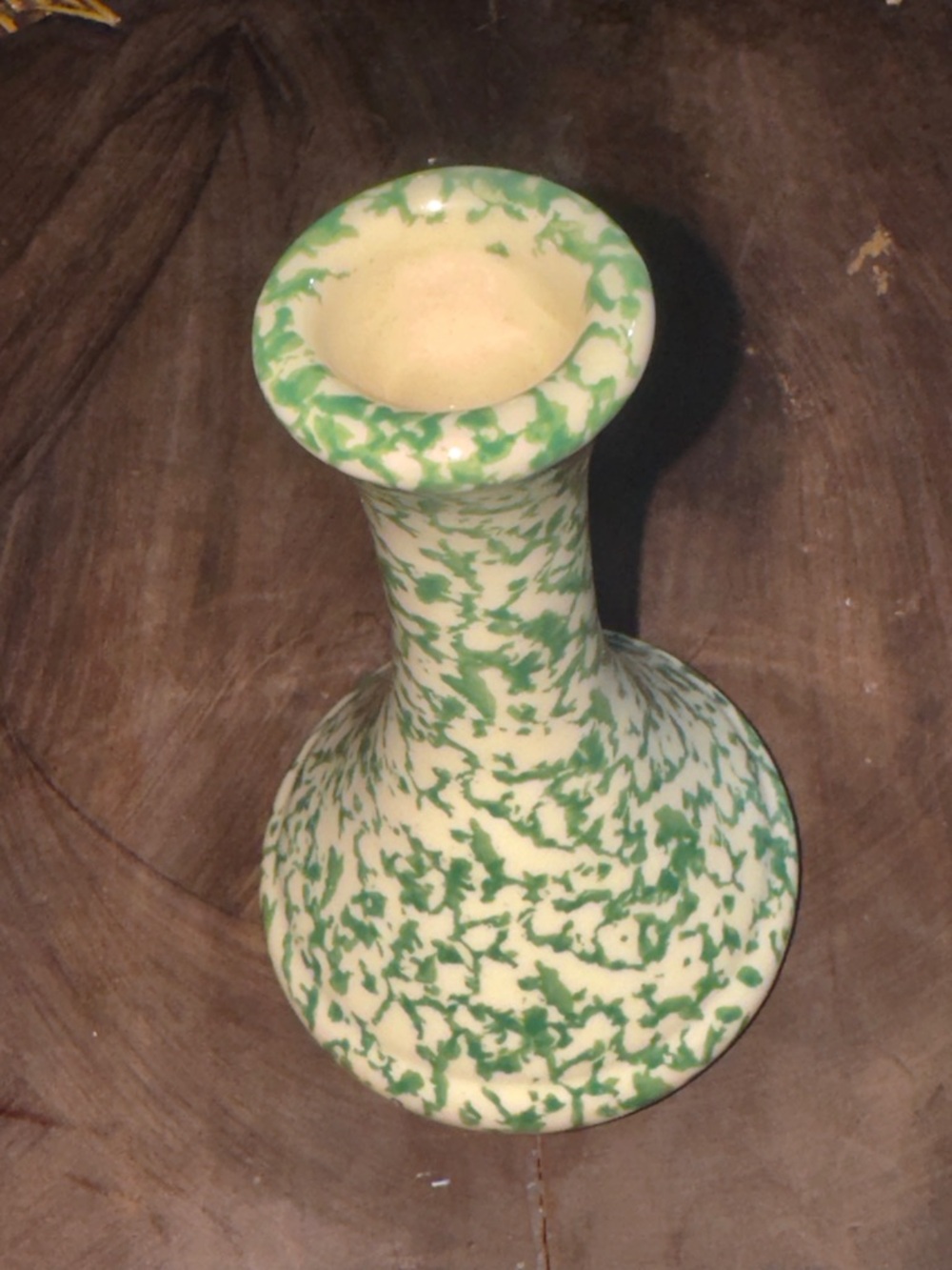 Roseville Vintage Spongeware Green Bud Vase - Picture 2 of 4